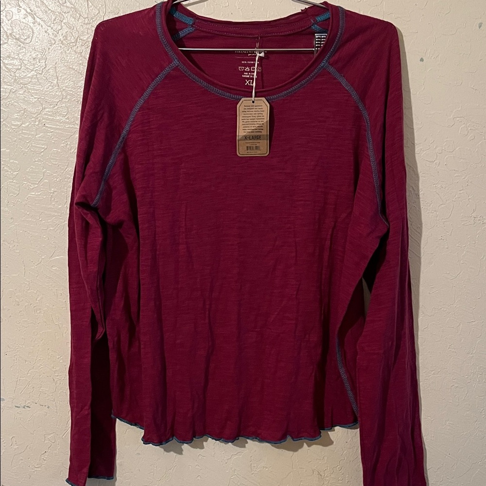 NATURAL LIFE Long Sleeve Top - Deep Red